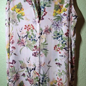 Floral Sleeveless Dress NWOT Washable Button Front Side Slits 3X
